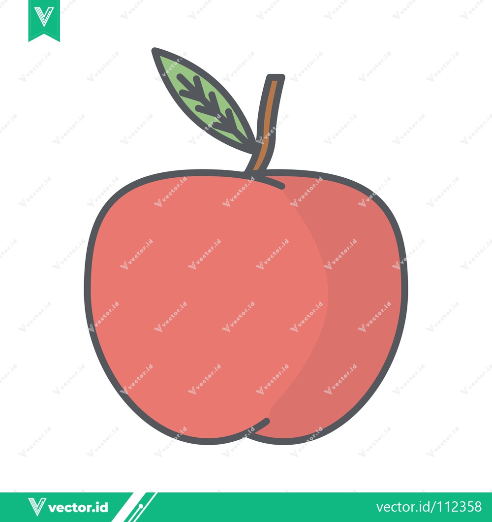 Premium Vector dari Simple Red Apple with Leaf and Stem Illustration