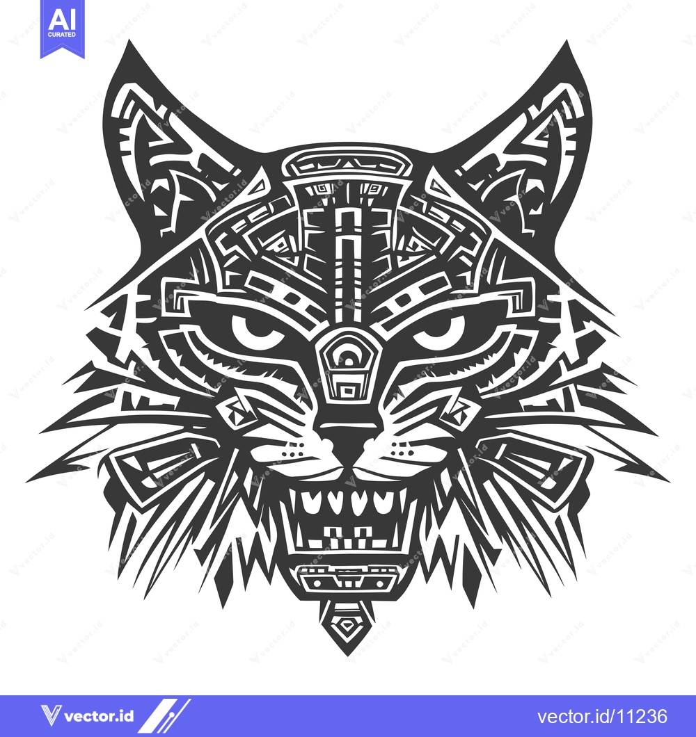 Premium Vector of Abstract Geometric Black and White Wildcat Head
