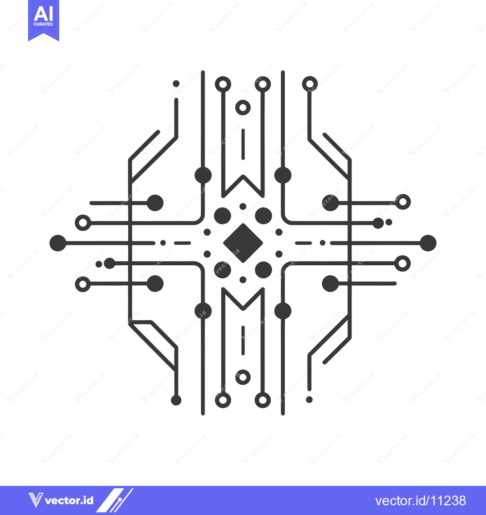 Premium Vector of Abstract Geometric Circuit Board Design with a Central Diamond