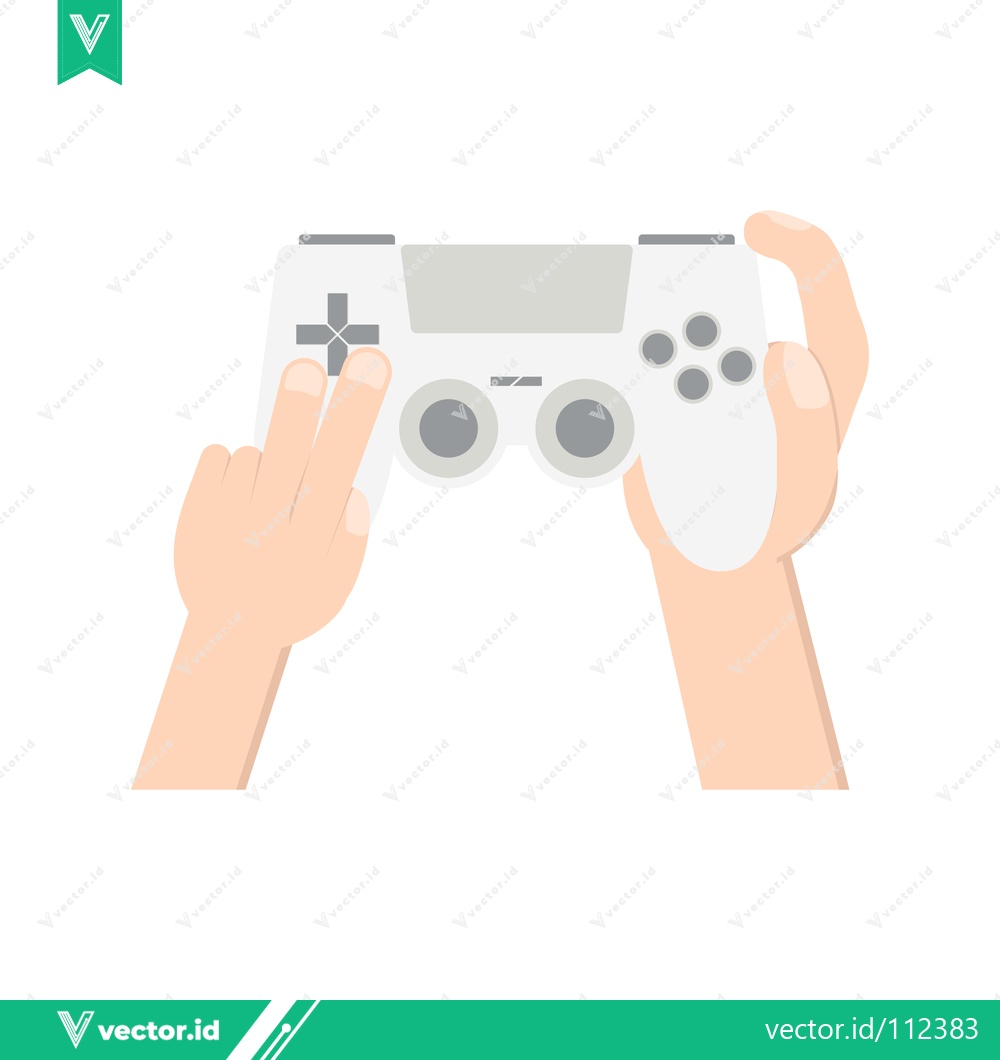 Premium Vector dari Hands holding a white video game controller playing a game