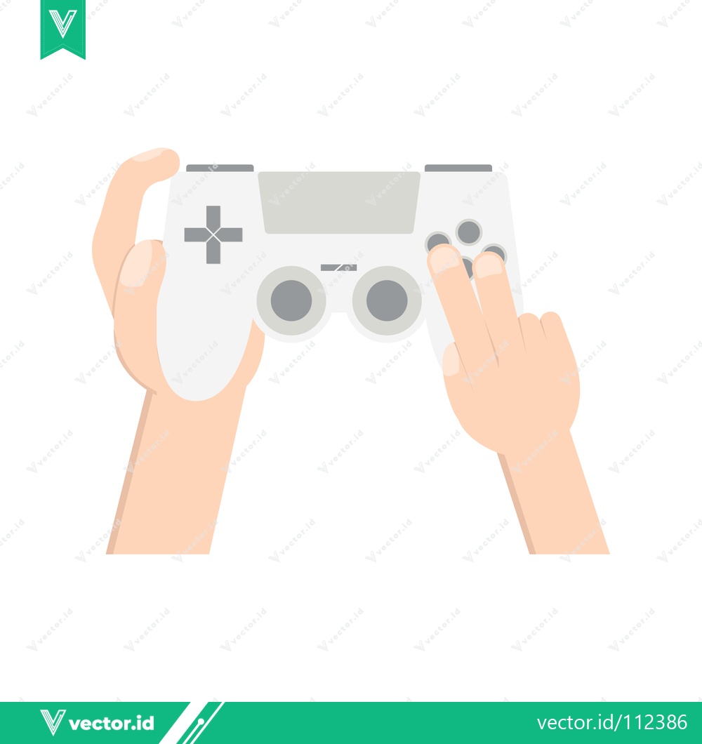 Premium Vector dari Hands holding a white video game controller playing a game