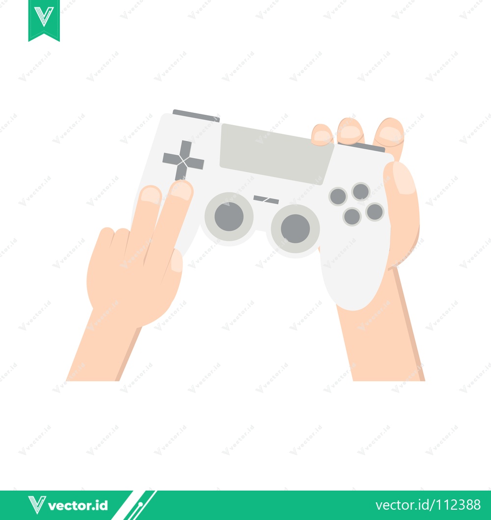 Premium Vector dari Hands holding a white video game controller ready to play