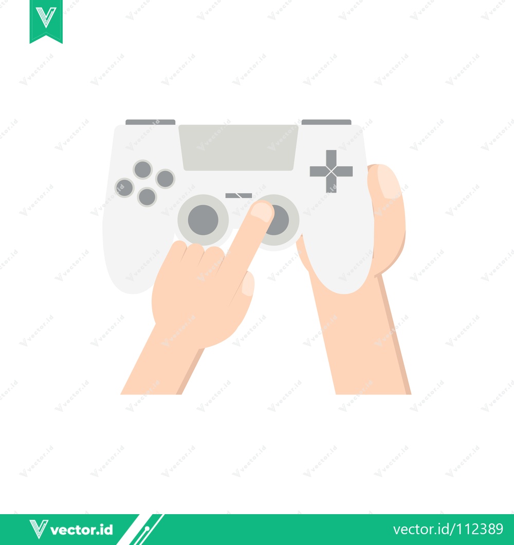 Premium Vector of Hands holding a white video game controller playing a game
