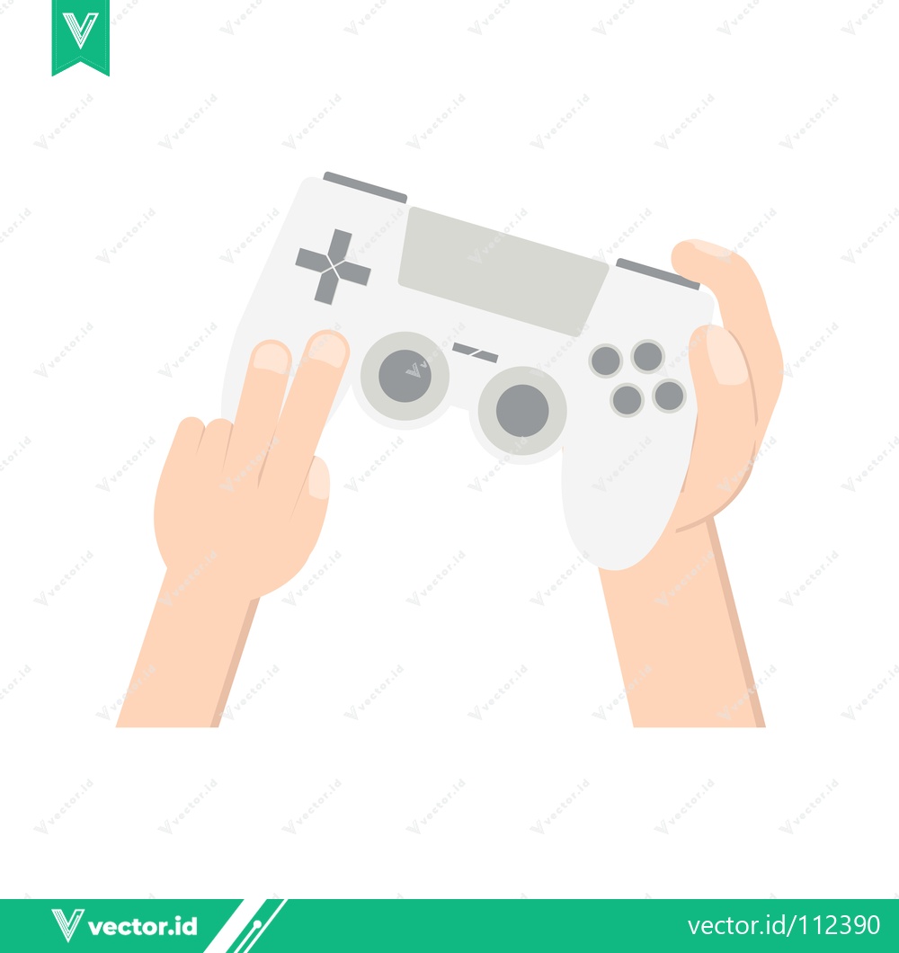 Premium Vector dari Hands holding a white video game controller ready to play