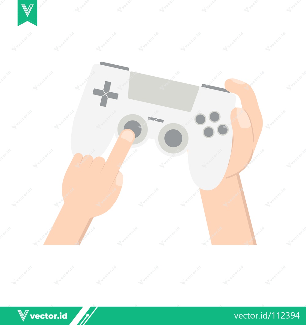 Premium Vector dari Hands holding a white video game controller playing a game