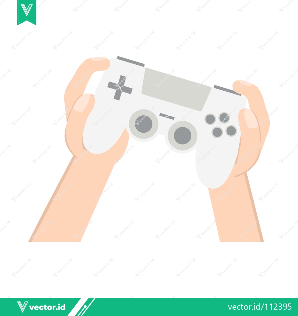 Premium Vector dari Hands holding a white video game controller ready to play