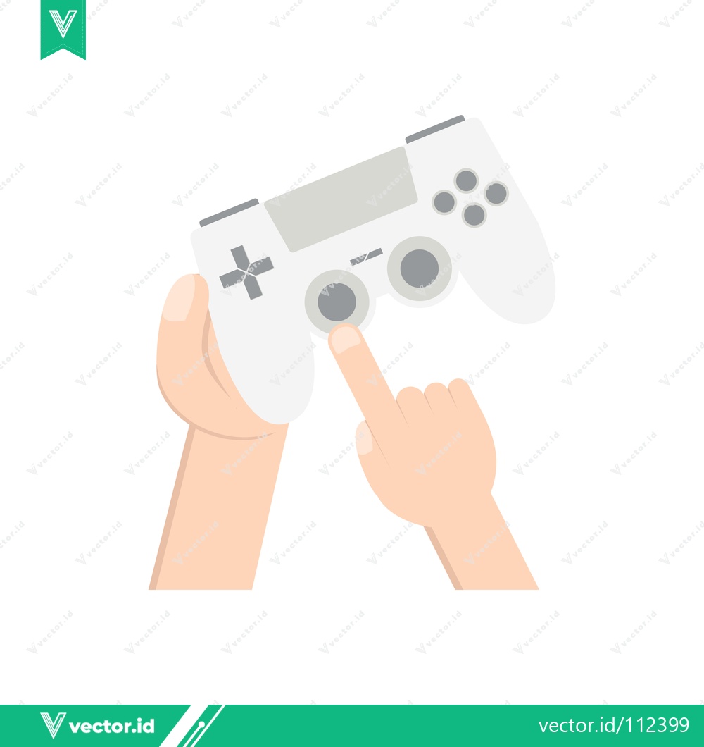 Premium Vector of Close-up of Hands Holding a White Video Game Controller