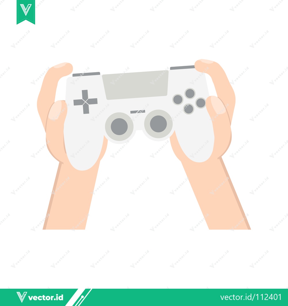 Premium Vector dari Hands holding a white video game controller ready to play