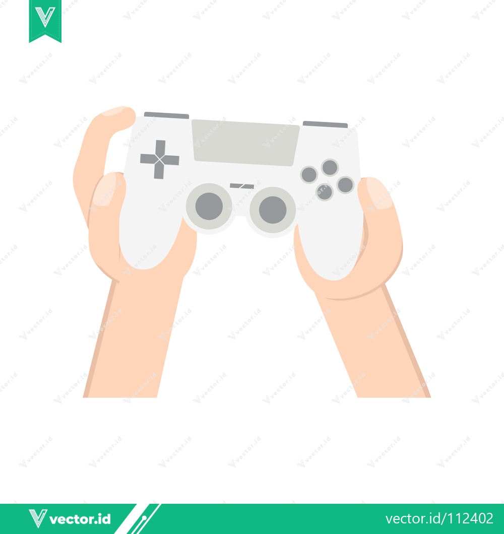 Premium Vector dari Hands holding a white video game controller ready to play