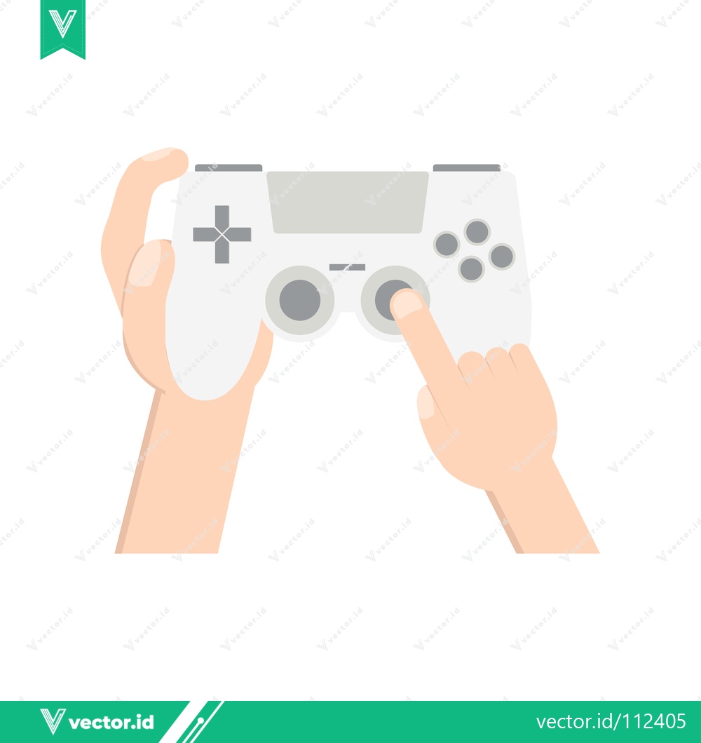 Premium Vector dari Hands holding a white video game controller playing a game