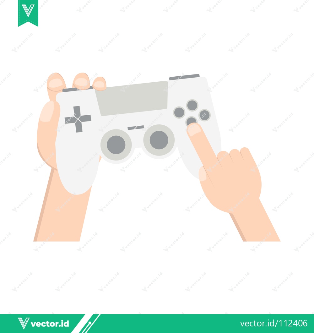 Premium Vector dari Close-up of a hand holding a white video game controller ready to play