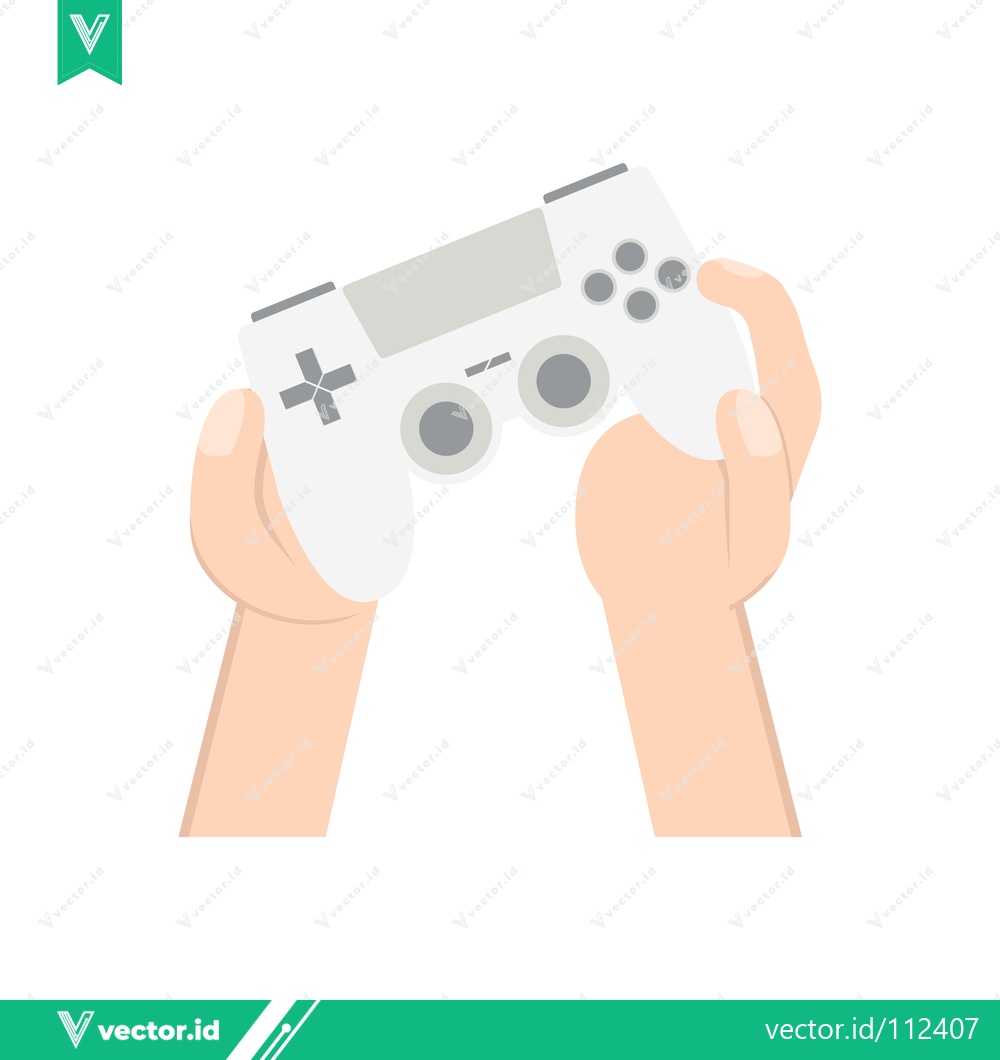 Premium Vector dari Hands holding a white video game controller ready to play