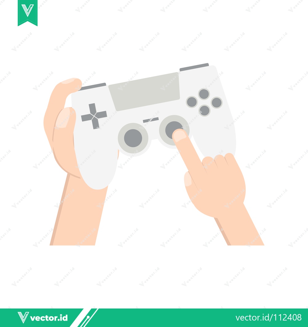 Premium Vector of Hands holding a white video game controller playing a game