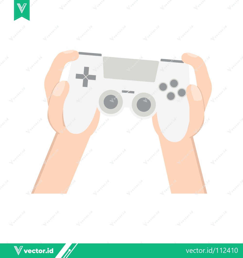 Premium Vector dari Hands holding a white video game controller ready to play