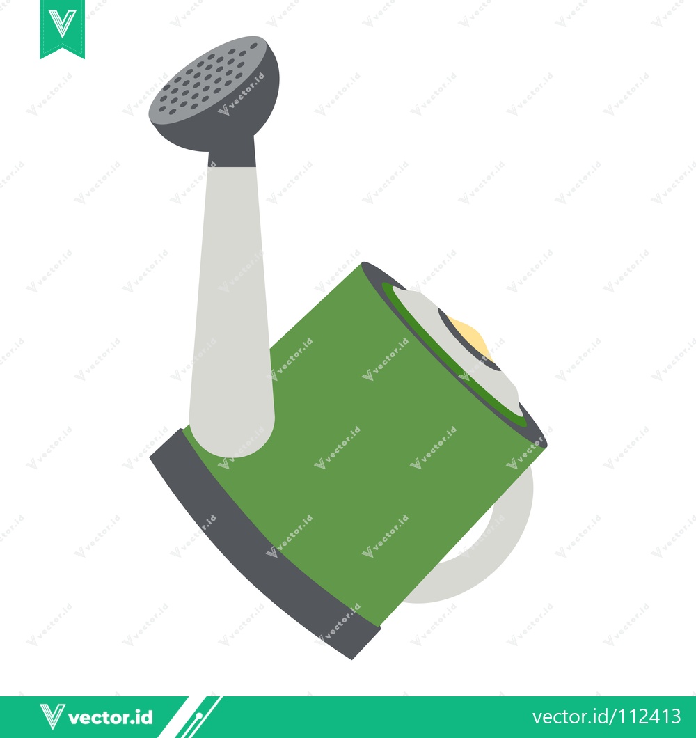 Premium Vector of Green Watering Can with Water Droplets