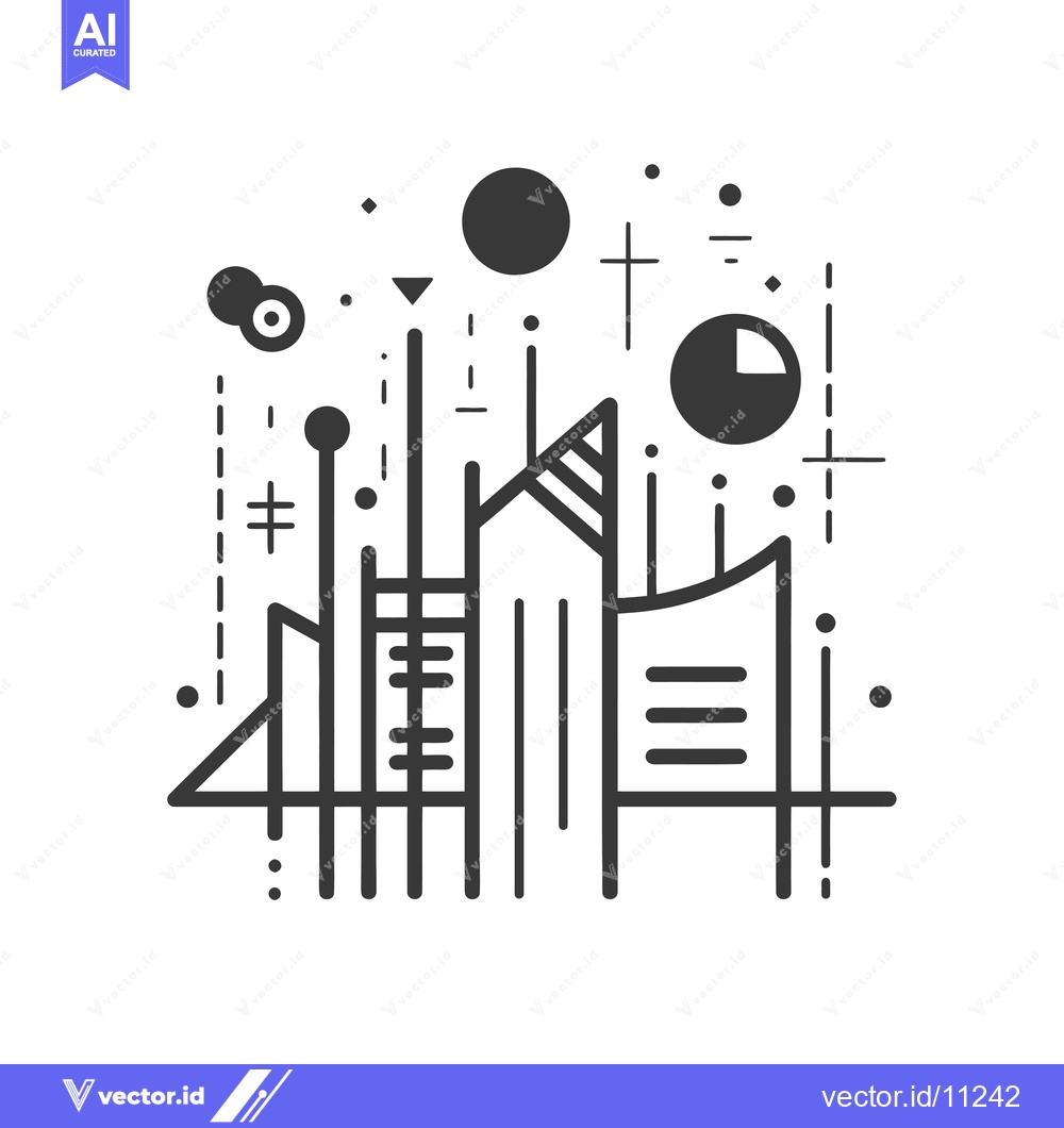 Premium Vector dari Abstract Geometric Cityscape with Circular Elements