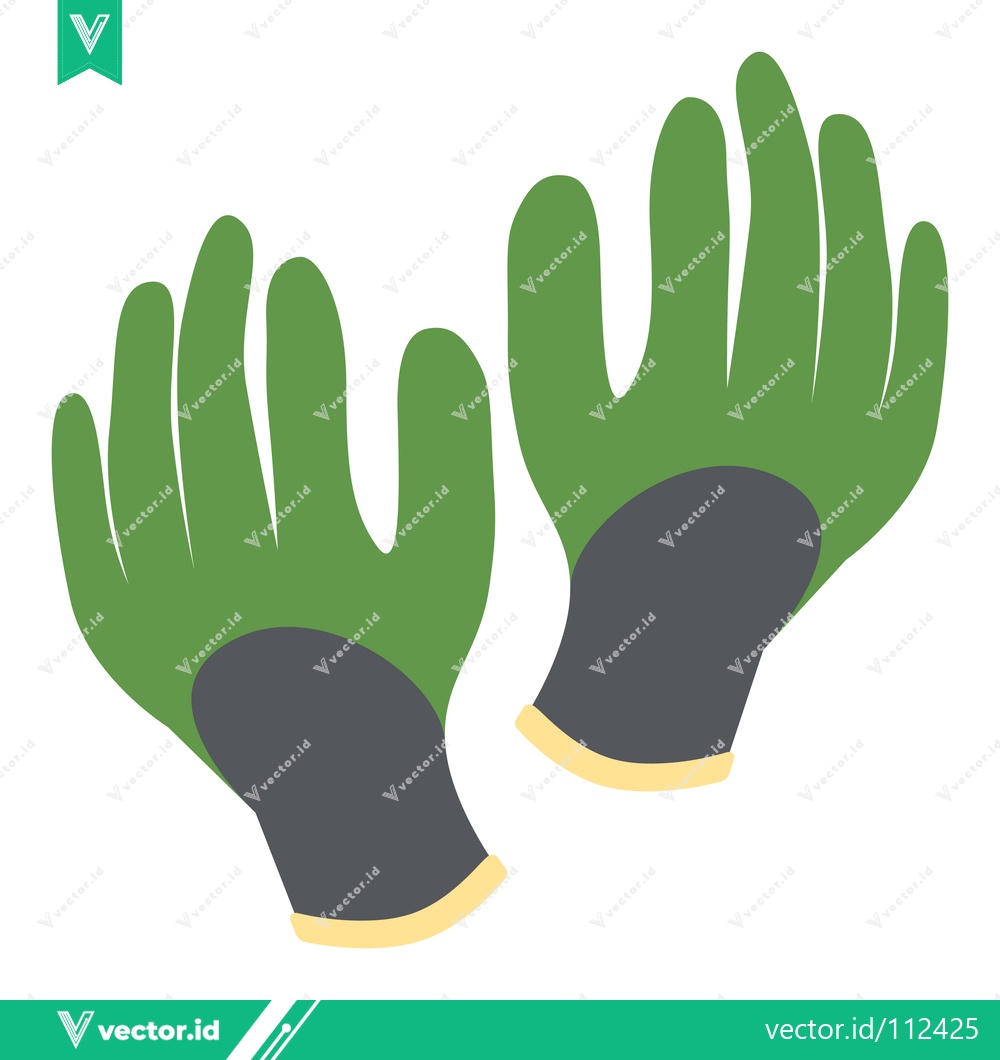 Premium Vector of Pair of Green Gardening Gloves Isolated on White Background