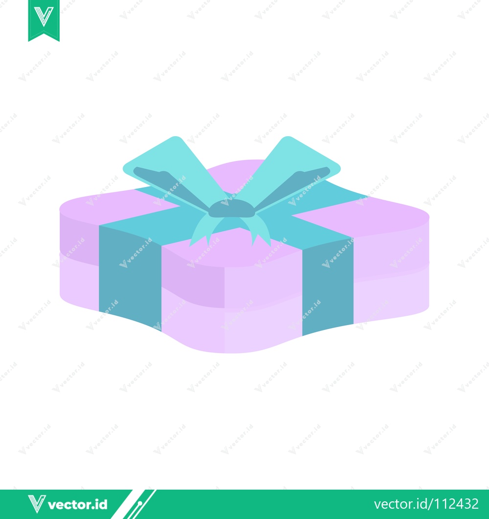 Premium Vector dari A beautifully wrapped gift box with a teal ribbon and bow isolated on a white background