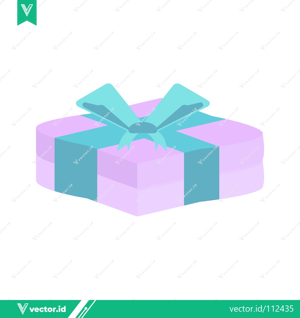 Premium Vector dari A beautifully wrapped gift box with a teal ribbon and bow presented on a white background