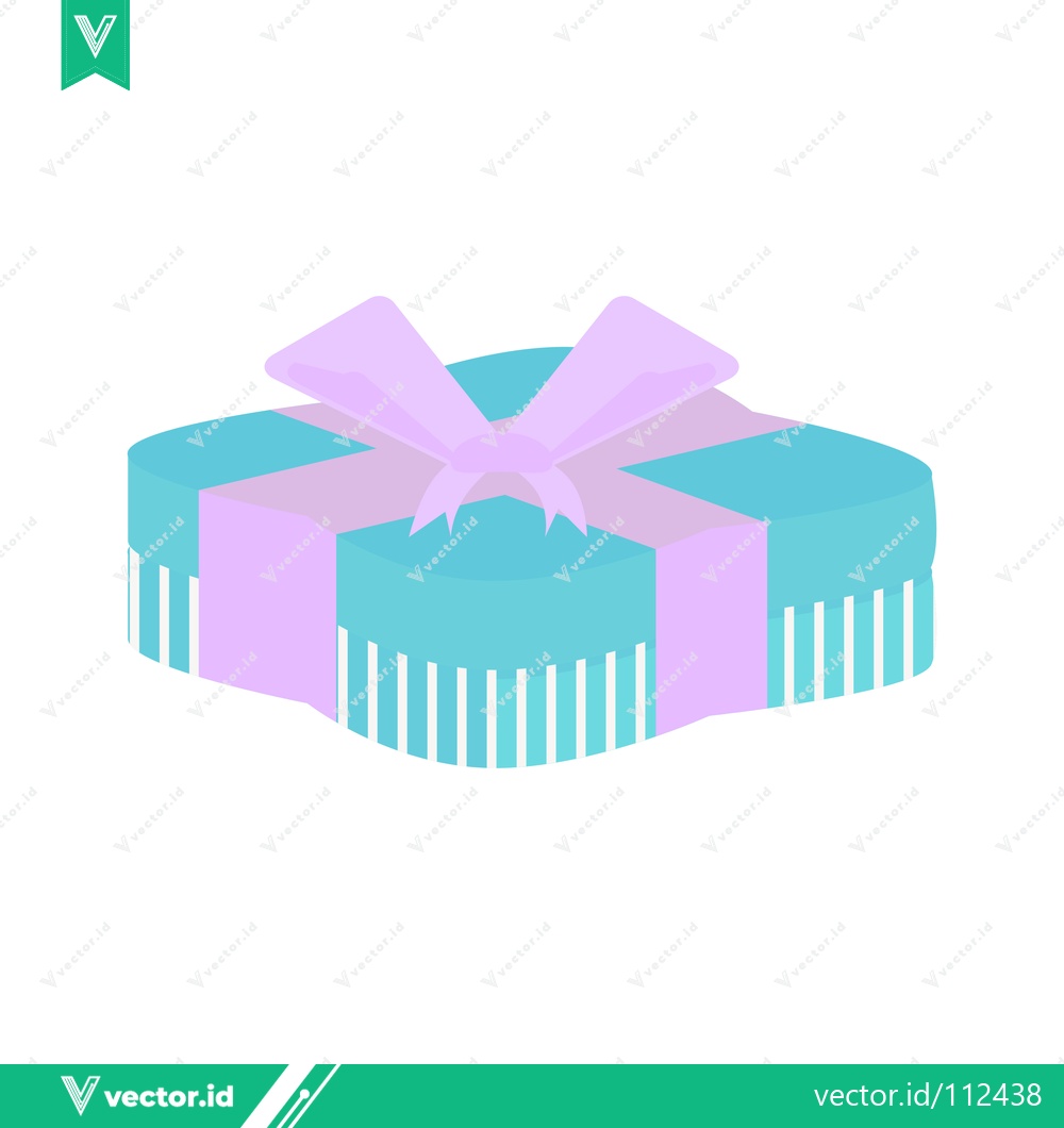 Premium Vector dari Turquoise Gift Box with Pink Ribbon