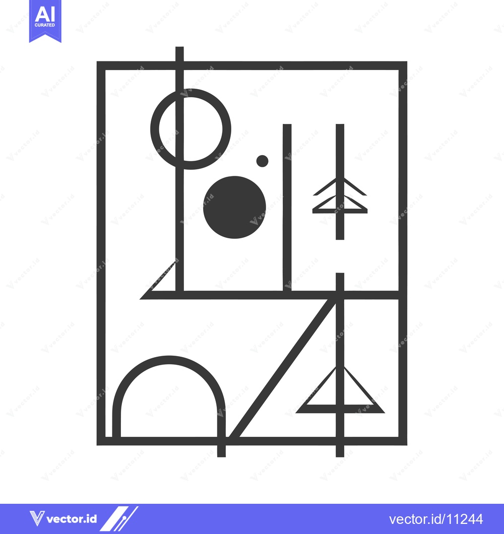 Premium Vector of Abstract Geometric Composition of Lines, Circles, and Triangles
