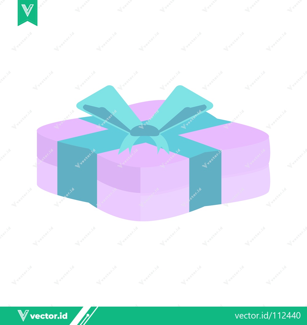 Premium Vector dari A beautifully wrapped gift box with a turquoise ribbon and bow presented in a soft purple hue symbolizing celebration and surprise