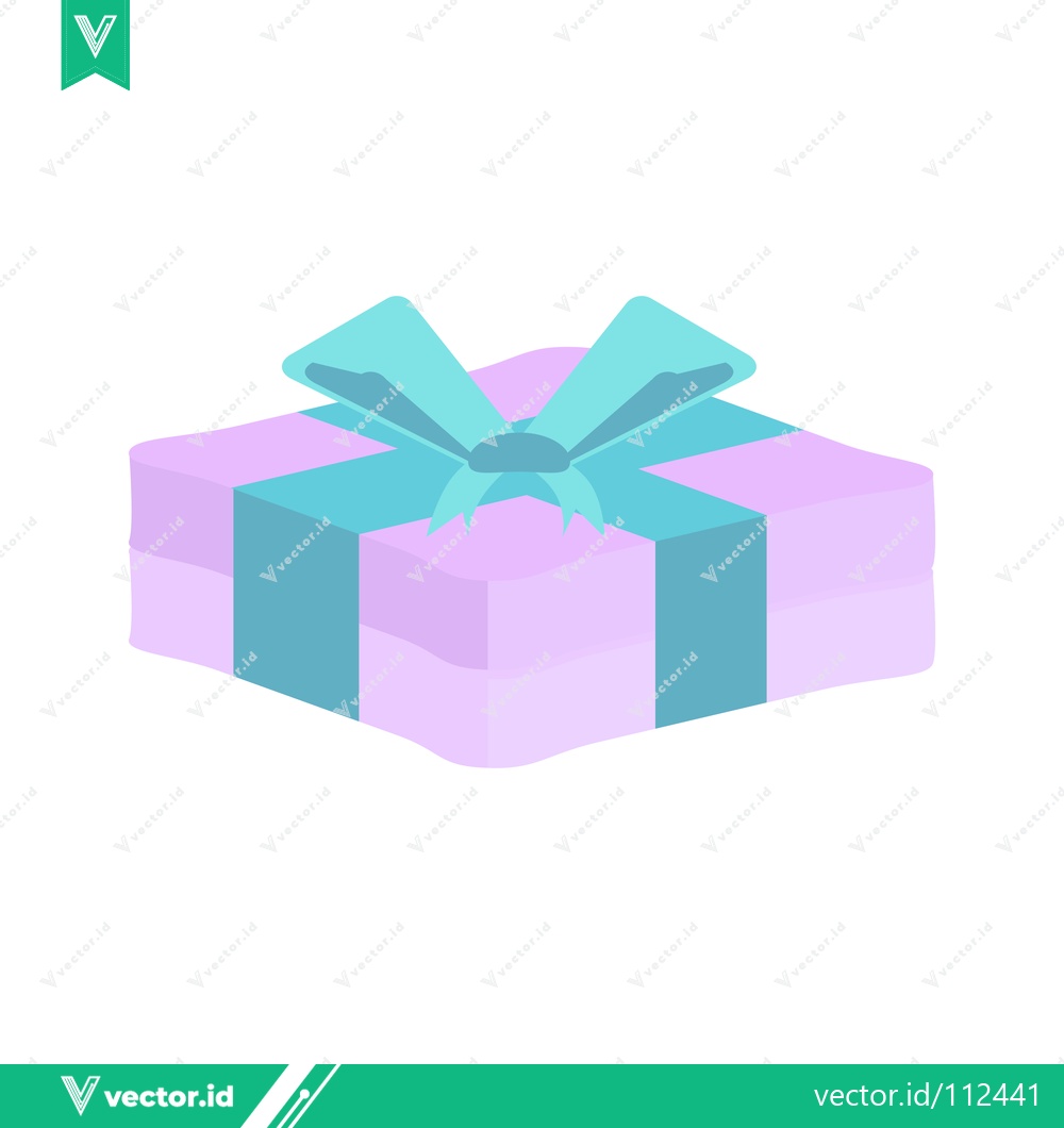 Premium Vector dari A beautifully wrapped gift box with a teal ribbon and bow presented on a white background