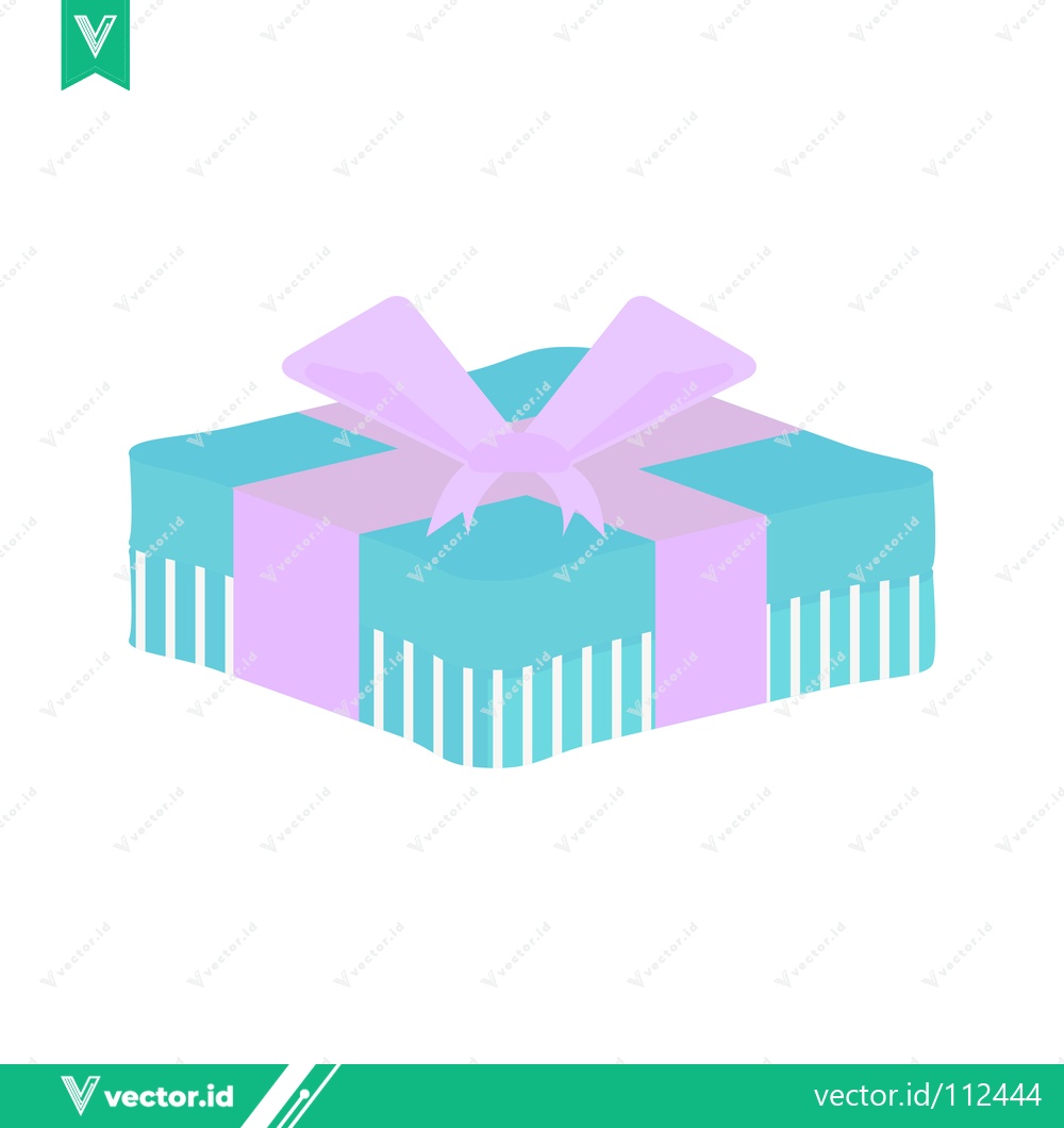 Premium Vector dari A turquoise gift box with a pink ribbon and bow isolated on white background