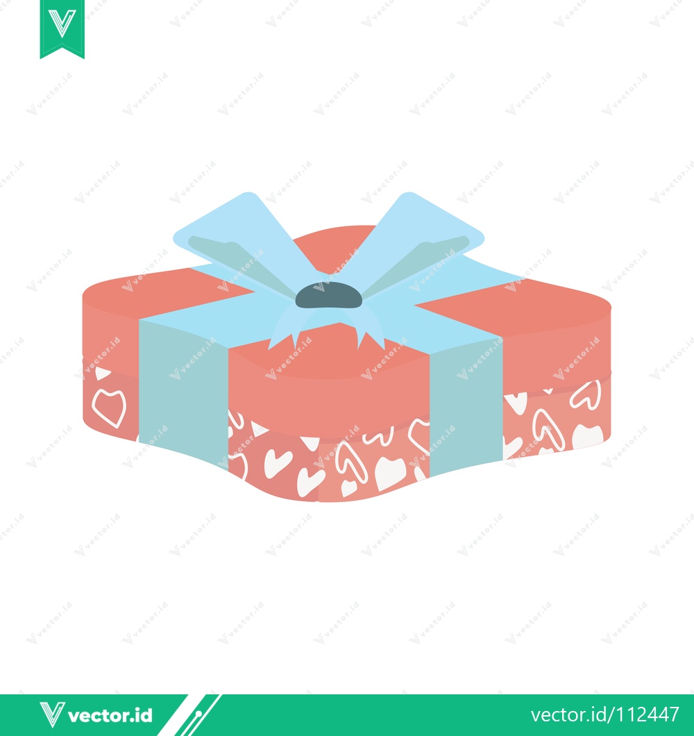 Premium Vector dari Festive Gift Box with Heart Pattern and Blue Ribbon