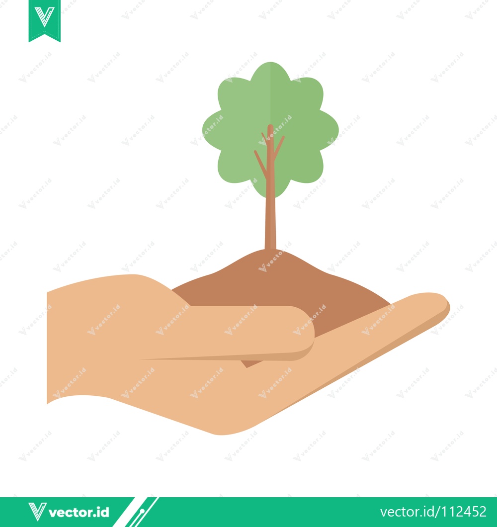 Premium Vector of Hand Holding Soil with Young Tree Sapling for Planting