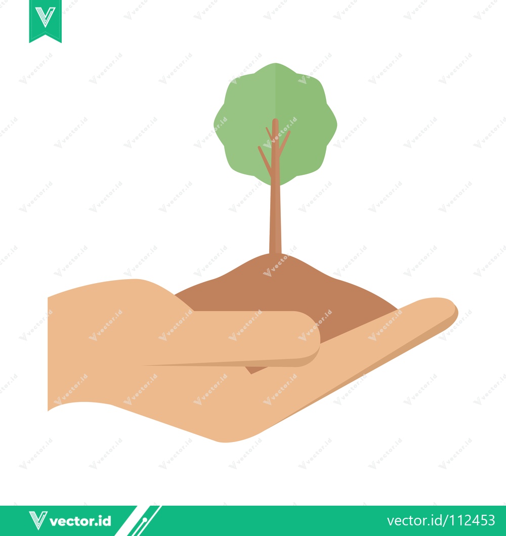 Premium Vector dari Hand Holding Soil with Young Tree Sapling Growing