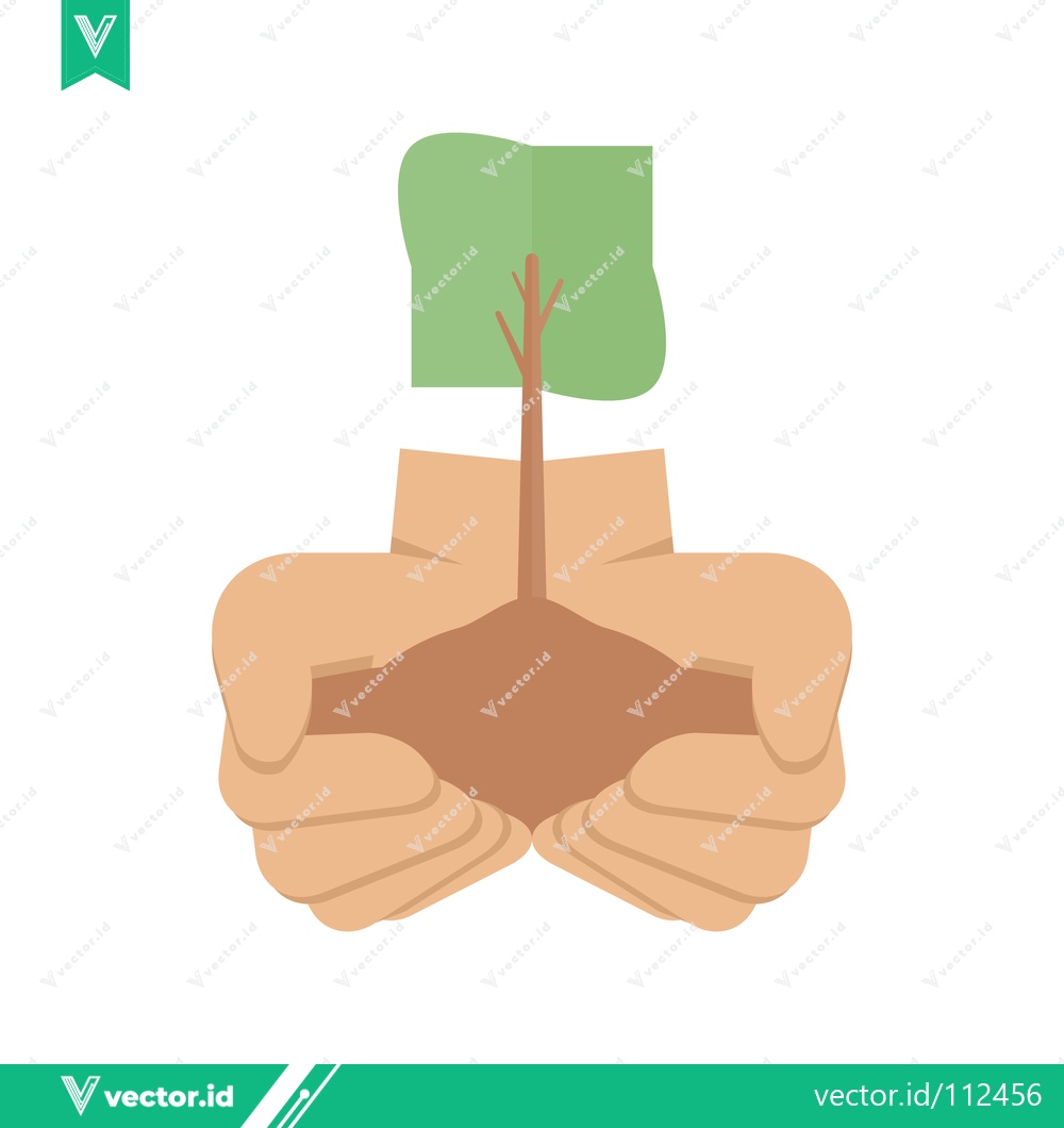 Premium Vector of Hands Holding a Young Tree Sapling for Planting