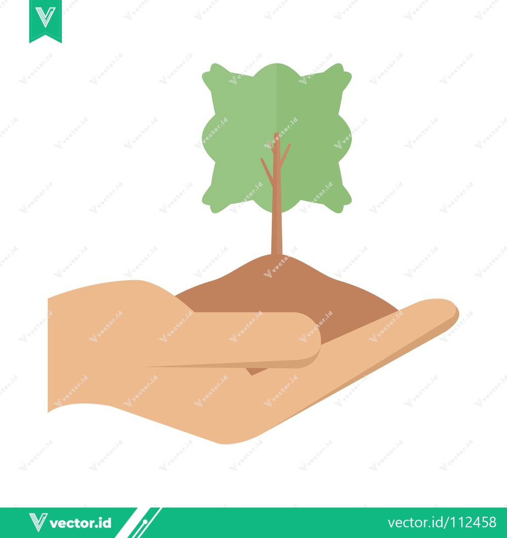 Premium Vector dari Hand Holding Soil with Young Tree Sapling Growing