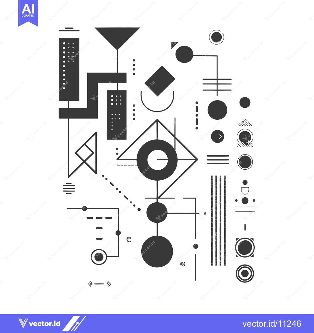 Premium Vector dari Abstract Geometric Composition with Black and White Shapes