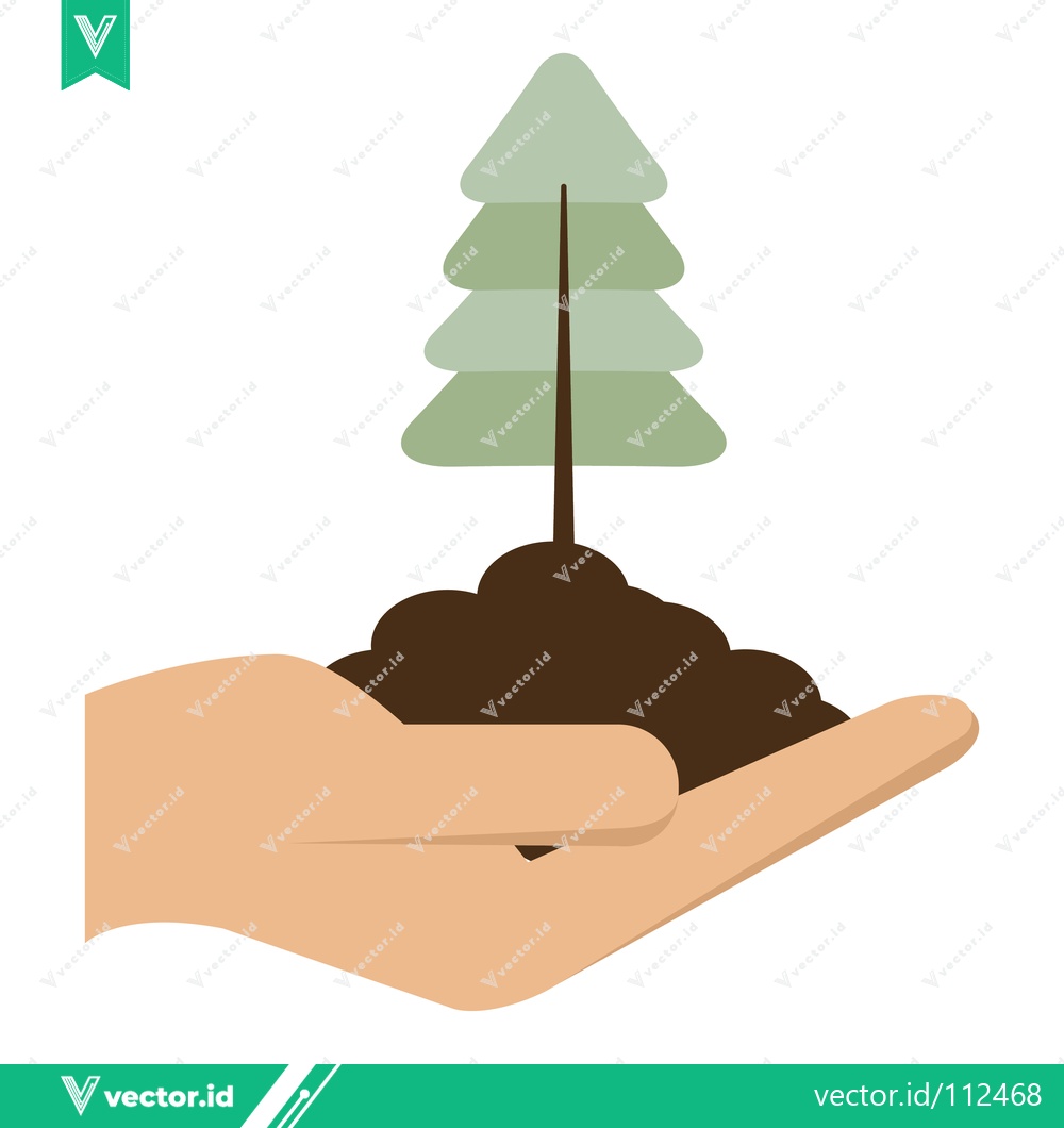 Premium Vector dari Hand Holding Small Tree Seedling in Soil