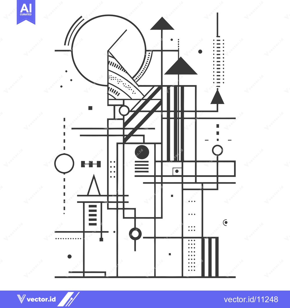 Premium Vector dari Abstract Geometric Composition with Black Lines and Shapes