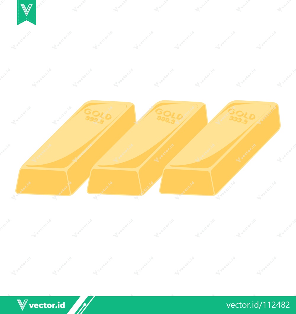 Premium Vector dari Three Gold Bars Stacked Together Isolated on White Background