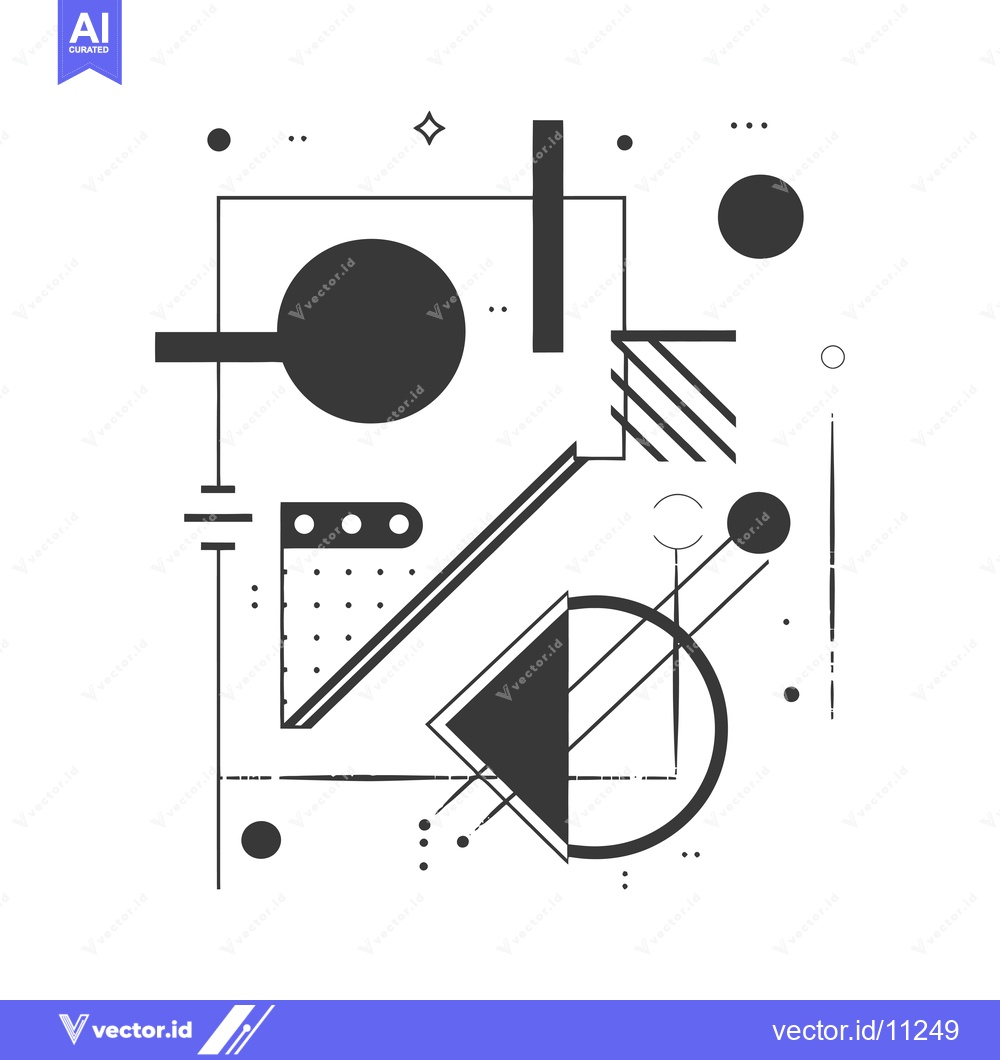 Premium Vector dari Abstract Geometric Composition with Black Shapes and Lines