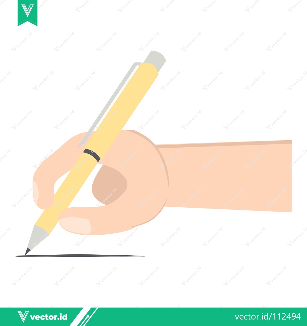 Premium Vector of Hand Writing With A Yellow Pencil On A White Background