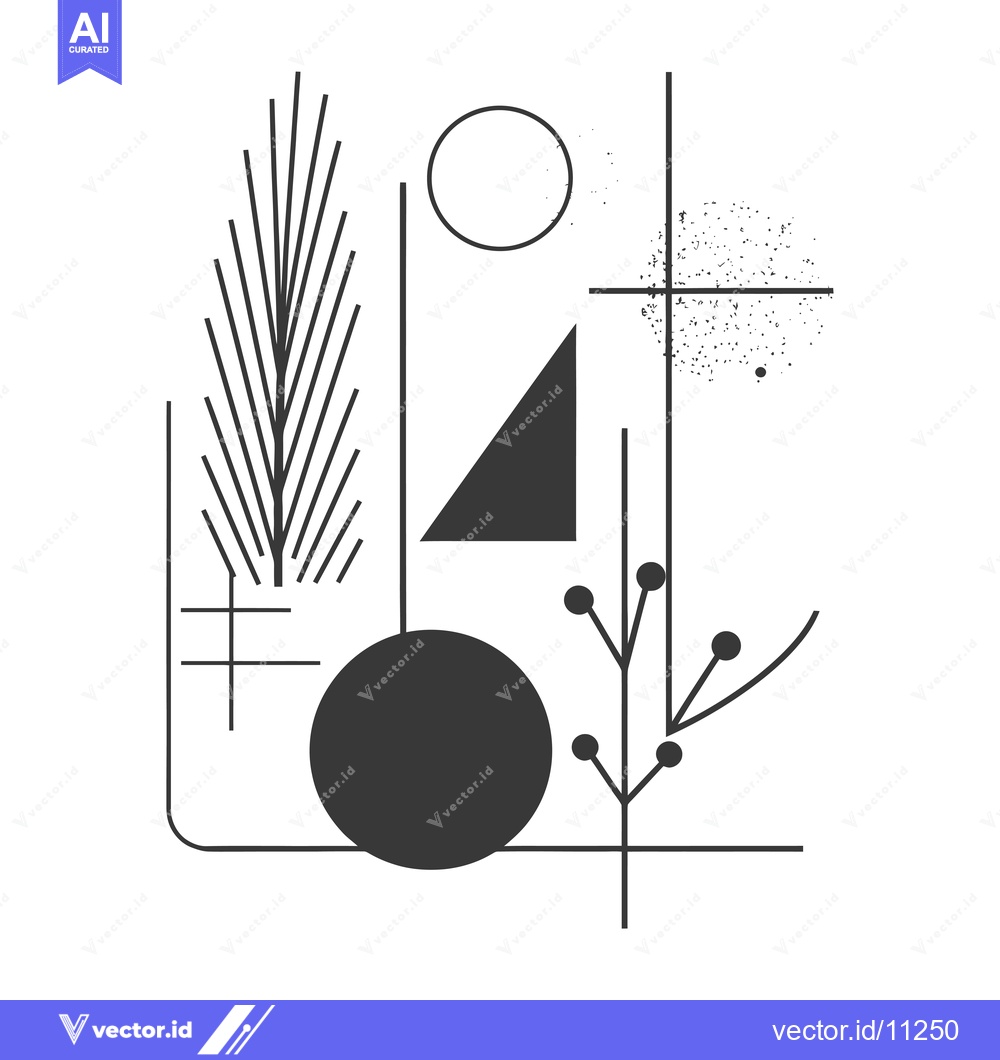Premium Vector of Abstract Geometric Composition with Black Shapes and Lines