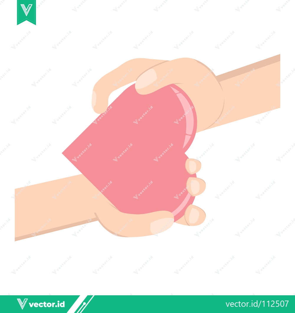 Premium Vector dari Giving a Pink Heart Symbol from One Hand to Another