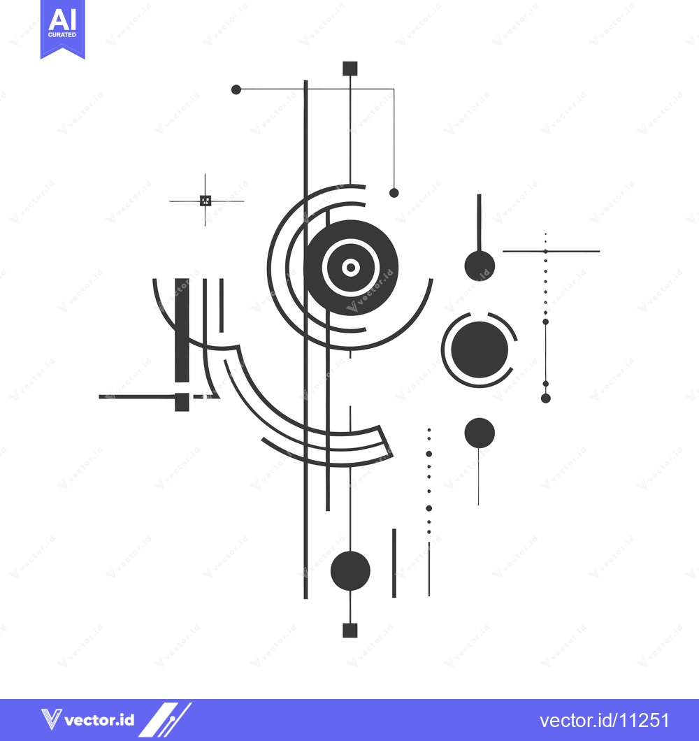 Premium Vector dari Abstract Geometric Composition with Circles and Lines