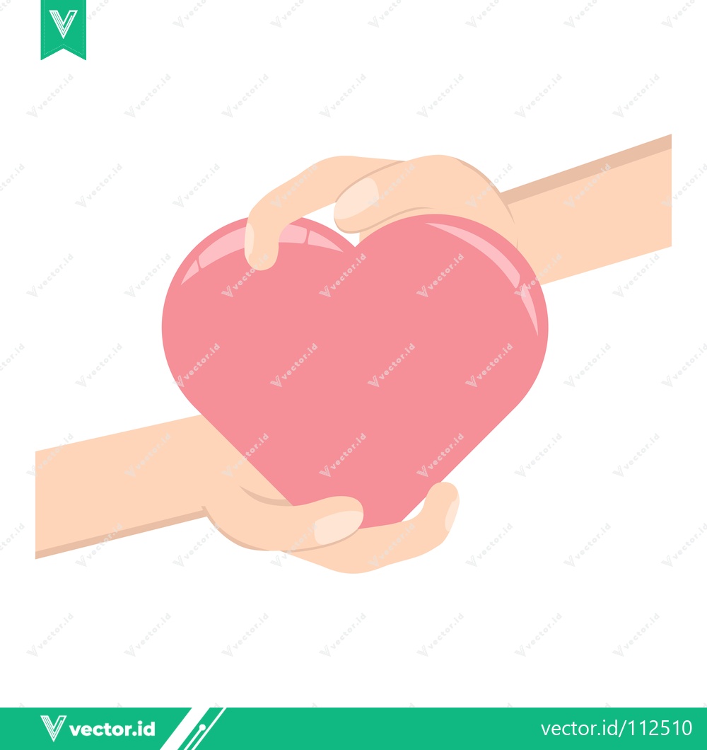 Premium Vector dari Two Hands Gently Holding a Pink Heart Symbol