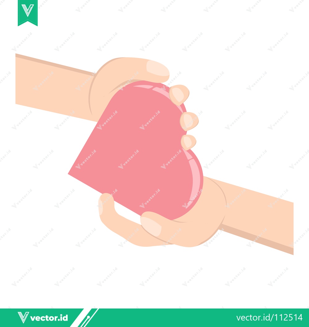 Premium Vector dari Hands exchanging a pink heart symbol representing love and care
