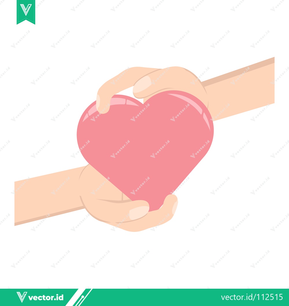 Premium Vector dari Two Hands Gently Holding a Pink Heart Symbol