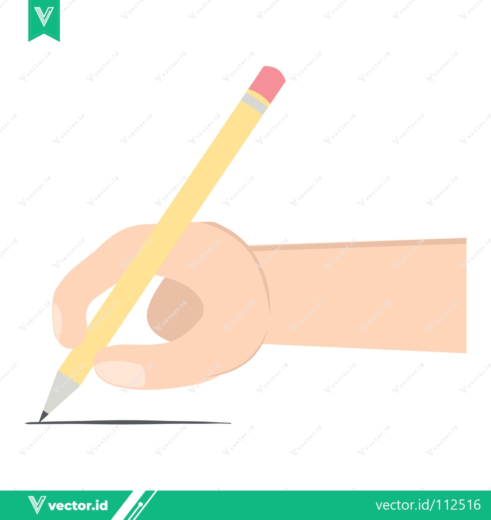 Premium Vector dari Hand Holding Pencil Writing on White Background
