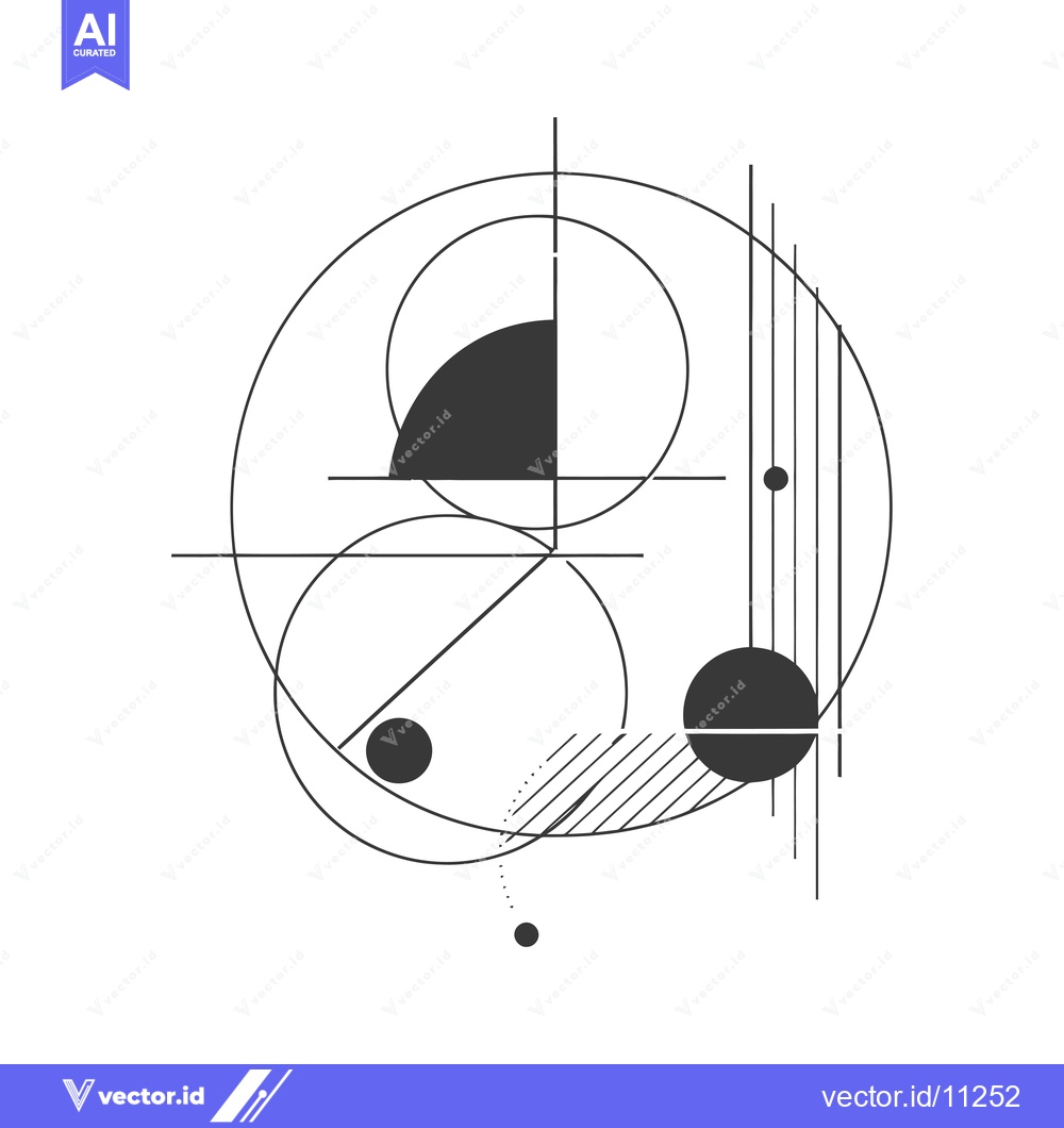 Premium Vector dari Abstract Geometric Composition with Circles and Lines