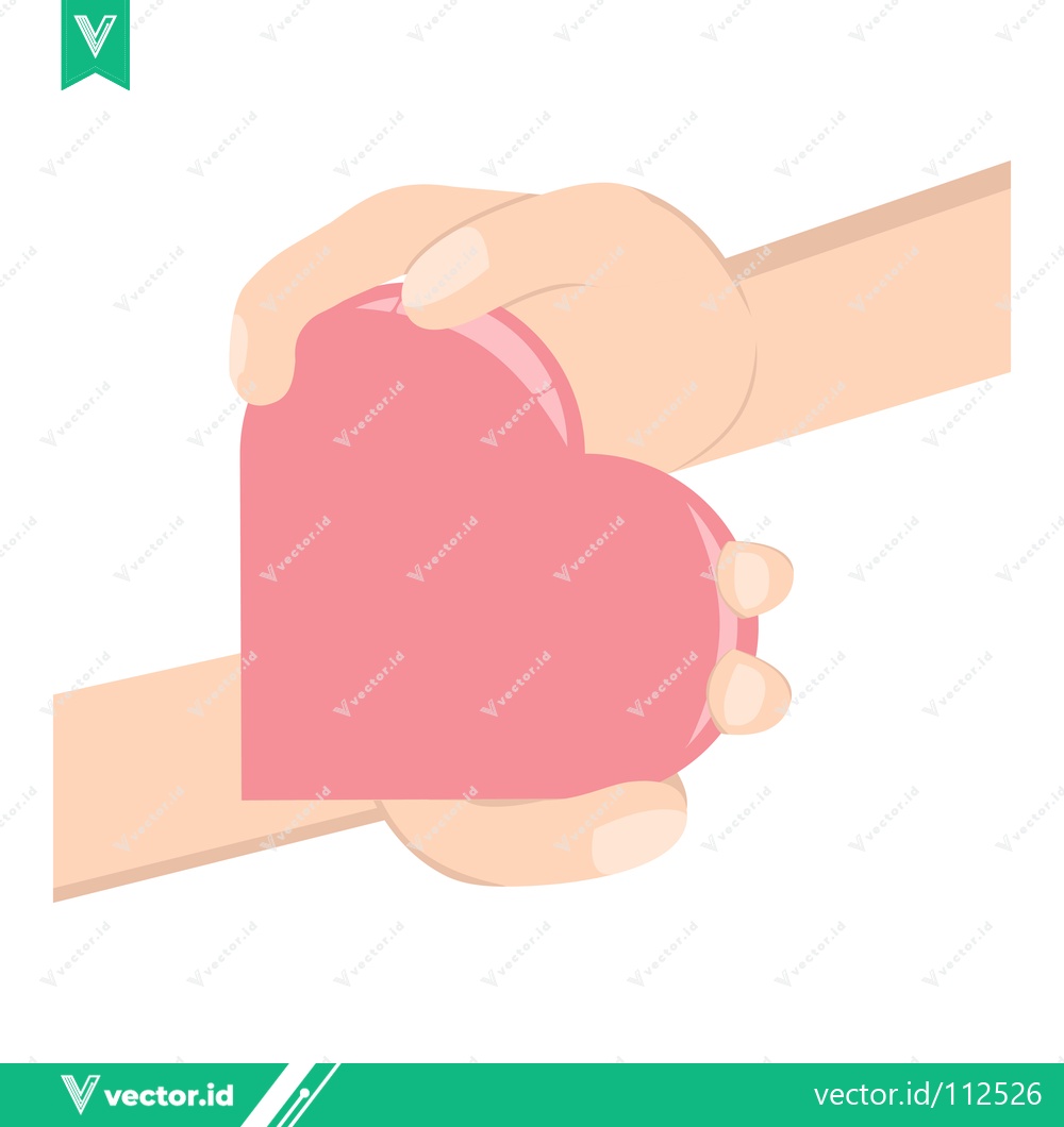 Premium Vector of Hands holding a pink heart shape symbolizing love and care