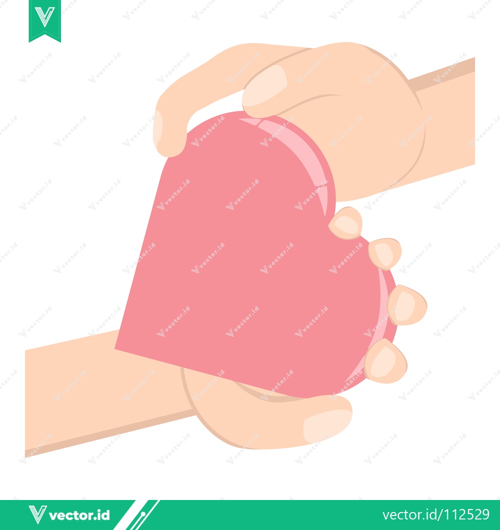 Premium Vector dari Two Hands Holding a Pink Heart Shape