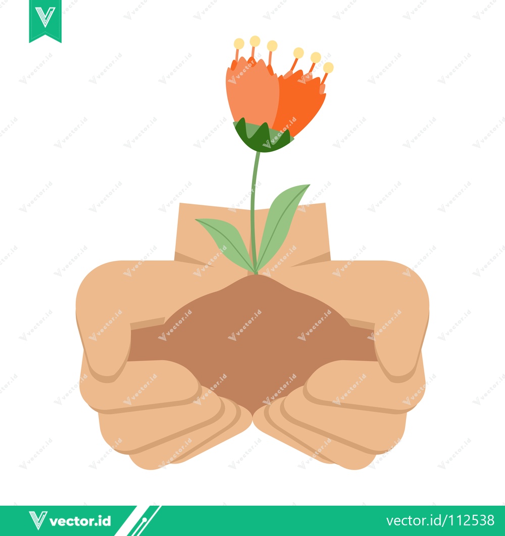 Premium Vector dari Hands Gently Holding a Sprouting Flower Symbolizing Growth and New Beginnings